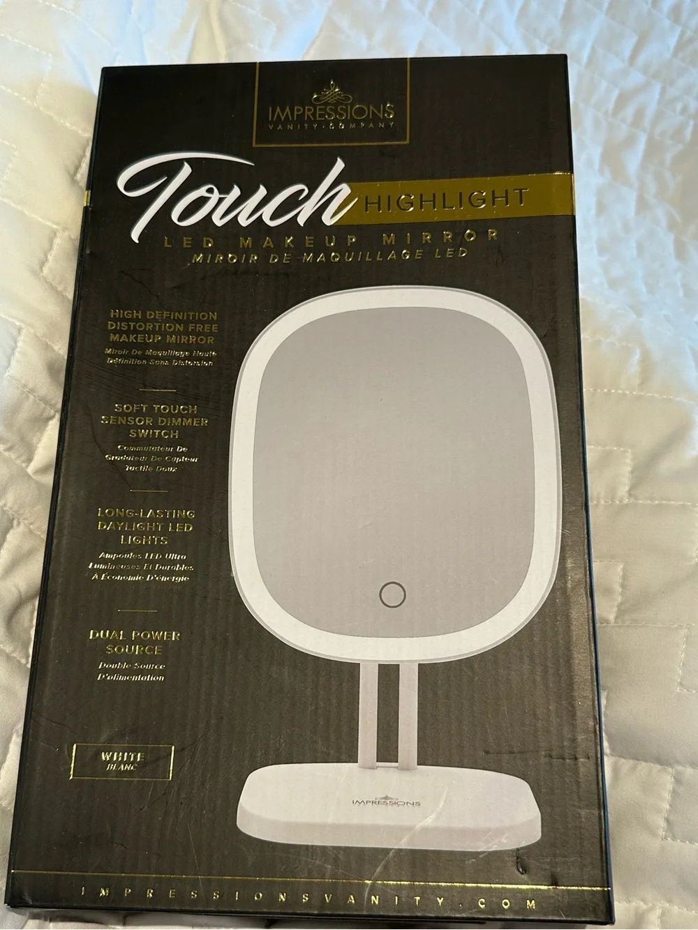 IMPRESSIONS White TOUCH Highlight LED Makeup Mirror NEW